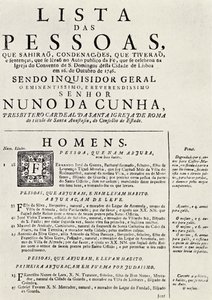 Programme for an Auto da Fe in Lisbon, from 